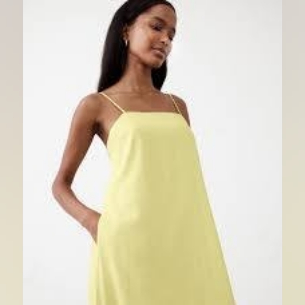 NWT - Banana Republic Linen Blend "Lime Fizz" Spaghetti Strap Midi Dress - Size - Picture 2 of 15